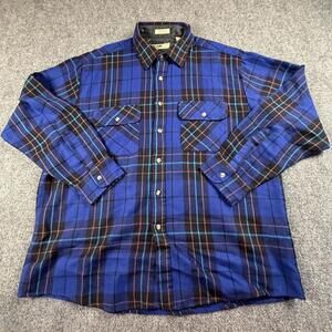 Northwest Vintage Blue Plaid Button-Up Casual Shirt XL #1353